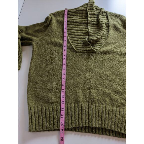 J Crew Factory Sweater Shawl Mohair Wool Fuzzy Fall Winter Preppy Green Size XL - Picture 10 of 10